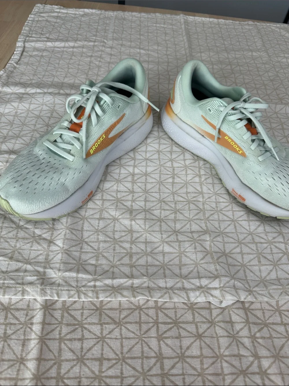 Brooks Ghost 16 Women’s Mint Green and Orange Running Shoes